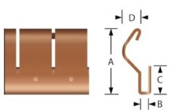 Patron EMC Clip-on 2104-07 - Patron EMC Clip-on 2104-07 A=19,3; B=3,0; C=5,3 1kus = 456mm, Materialstrke 0,08 mm